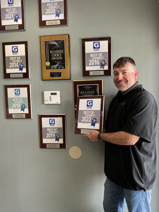 Brian Boozer with Prime Pest Solutions awards